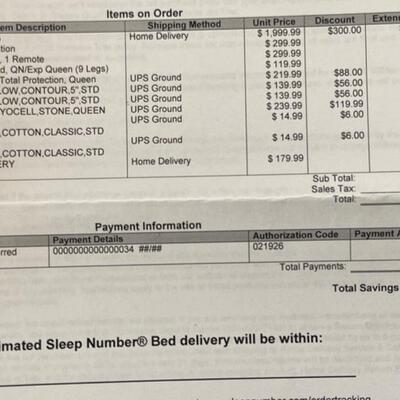 Original bill of sale showing bed/mattress was $2,400+ verifying the bidding strategy for this item in  silent auction at the sale. The...