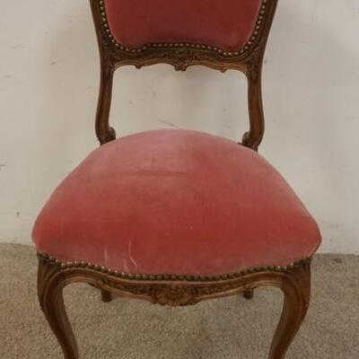 1048	SHELL CARVED SIDE CHAIR W/CABRIOLE LEGS, UPHOLSTERED SEAT & BACK
