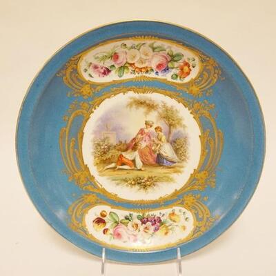 1035	HAND PAINTED SEVRES PLATE W/COURTING SCENE, 11 3/4 IN
