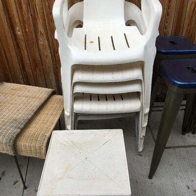 Plastic chairs and tables $4 each