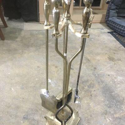 Brass Fireplace tool set $25