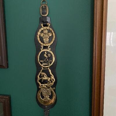 Brass horse harness saddle medallions