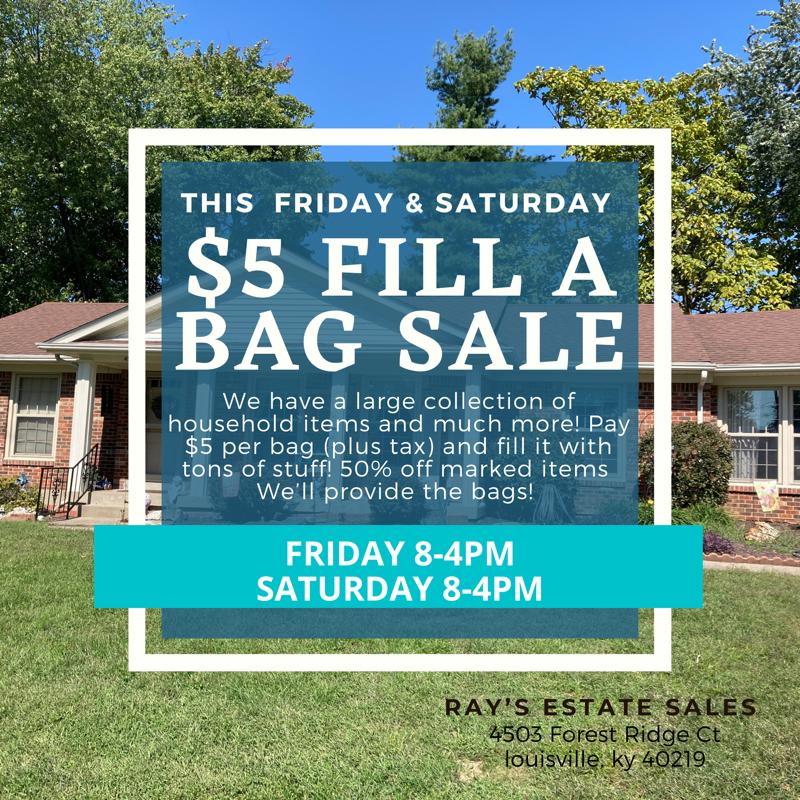 $5 fill a bag Sale and 50% off Furniture | EstateSales.org