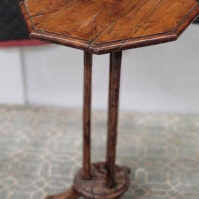 Antique elm octagonal side table
H 28