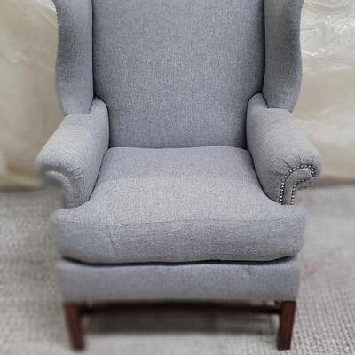 GREY FLANNEL WING CHAIRS EACH $799 EACH (SELLING) PAIR)