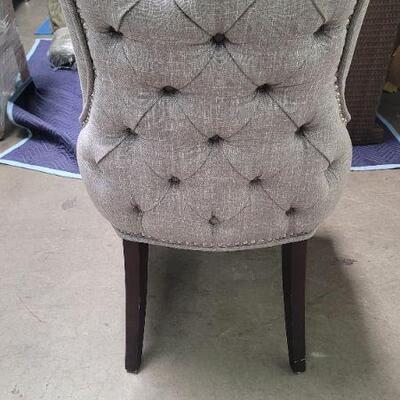 Grey tufted linen blend dining chairs (6 avail) $299 each