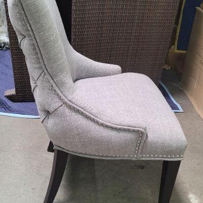 Grey tufted linen blend dining chairs (6 avail) $299 each