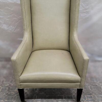 LEATHER CELERY WING CHAIR $849