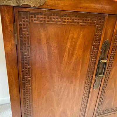 Vintage Credenza/Sideboard Designed by Raymond K. Sabota with Brass Embellished Doors (71.25