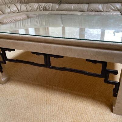 Vintage Square Marble Glass Top Coffee Table (36