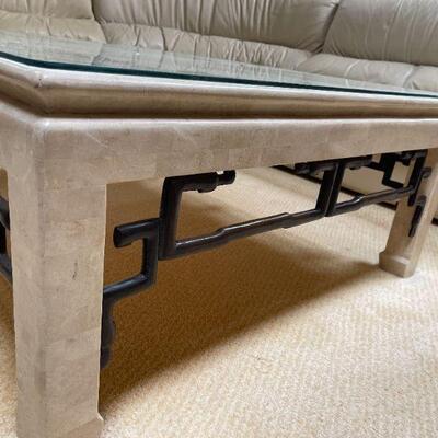 Vintage Square Marble Glass Top Coffee Table (36