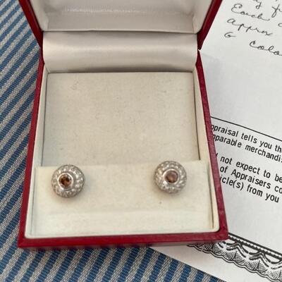 14 K gold diamond earrings with appraisal