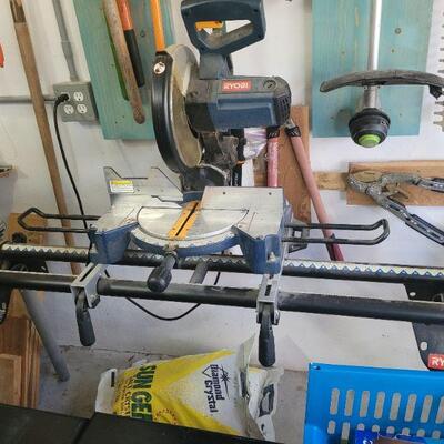 radial arm chop saw on a stand