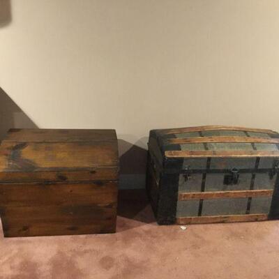 2 Antique Chests/Trunks with Dome Lids, 