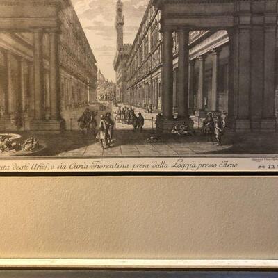 Framed Print Engraving "Church Santi Michele", Florence by Giuseppe Zocchi, 19 cent. (20.1/2in x 17.1/8in)