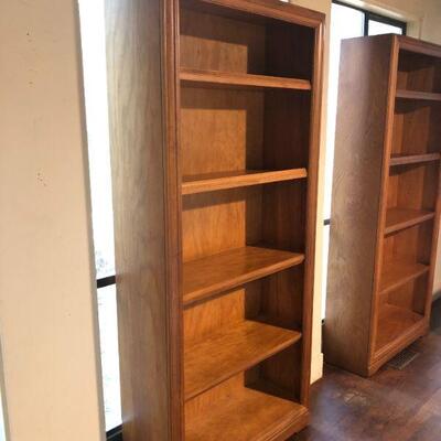 2 Wood Bookcases (no particle board). 6ftH x 33.1/4inL x 12in.D