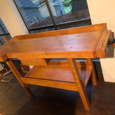 Another view of Vintage Carpenters Work Bench