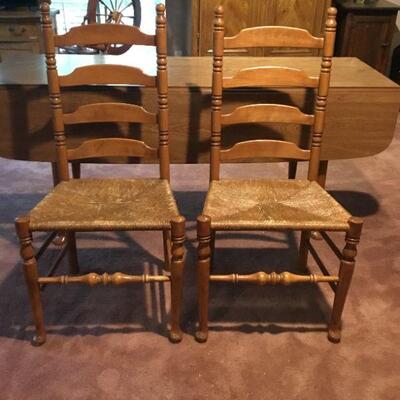 2 Ladder-back chairs with Rush Seating