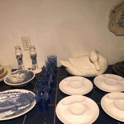 Dishware, Ceramic/Porcelain Plates, Trays, Tureen, Candle Holder