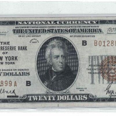 https://www.ebay.com/itm/125009272520	LRM8371 US $20 1929 Federal Reserve Bank New York Small Note W5	Offer	 $149.99 
