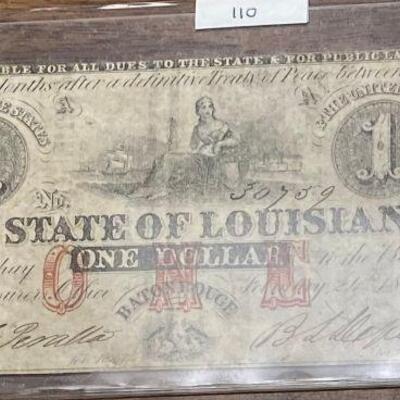 https://www.ebay.com/itm/115034702171	LRM8312 - Bank of Louisiana 1 1862 Dollar New Orleans Bank Note Baton Rouge		BIN	 $99.99 
