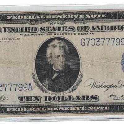 https://www.ebay.com/itm/115101175458	LRM8346 US $10 1914 Federal Reserve Large Note Chicago FR908 W8	Offer	 $239.99 
