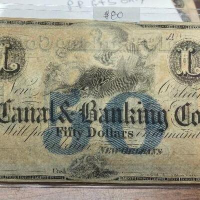 https://www.ebay.com/itm/115034691584	LRM8321 - Canal & Banking Co Note New Orleans Fifty Dollars		BIN	 $69.99 
