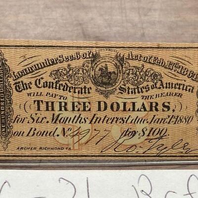 https://www.ebay.com/itm/115034704497	LRM8310 - CSA 1864 Three Dollar Bond Note - Confederate States of America		BIN	 $19.99 
