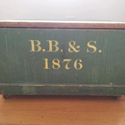 Painted chest, â€œB.B.&S. 1876â€