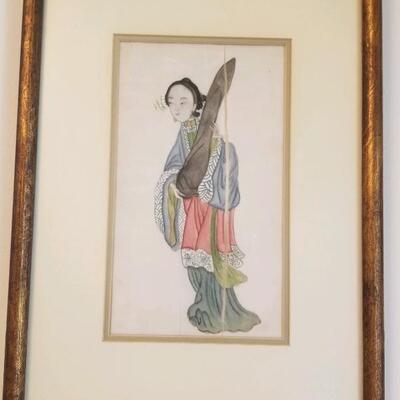 Framed oriental style print - Chinese lady