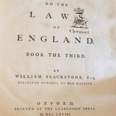 Antiquarian books, 4 volume set, â€œCommentaries on the Laws of Englandâ€, By Blackstone