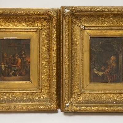 1086	2 PAINTINGS ON TIN AFTER VAN DYKE, ONE IS SIGNED MEIR, SOME LOSSES TO THE FRAMES, IMAGES ARE 6 1/4 IN X 8 IN & 5 3/4 IN X 7 3/4IN,...