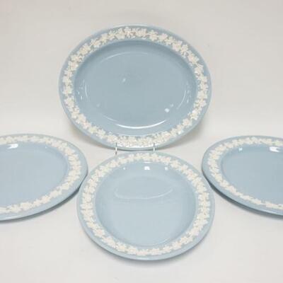 1092	4 WEDGWOOD EMBOSSED QUEENSWARE PLATTERS, LARGEST OVAL IS 14 1/2 IN X 11 7/8 IN
