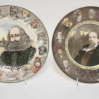 1019	2 ROYAL DOULTON PLATES, SHAKESPEARE & DICKENS, 10 1/2 IN
