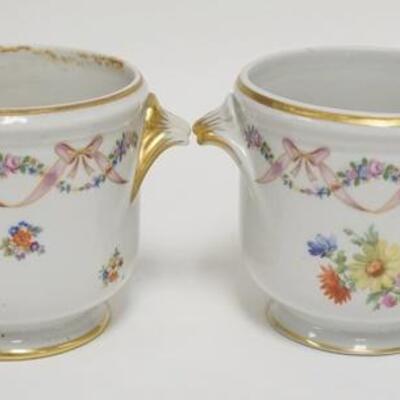 1054	2 LIMOGES FRANCE CACHE POTS, 4 1/2 IN HIGH
