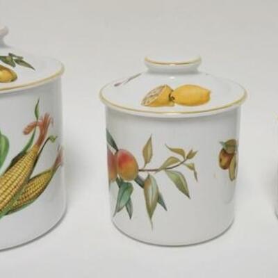 1023	SET OF 3 ROYAL WORCESTER EVESHAM CANISTERS, TALLEST IS 9 IN
