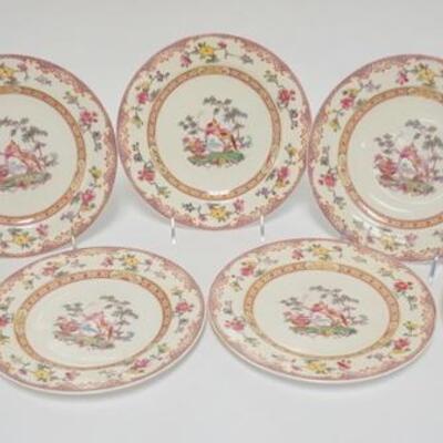 1018	7 PIECES COPELAND SPODE FOR TIFFANY & CO, 5-8 IN PLATES & 2-7 3/4 IN SOUP BOWLS
