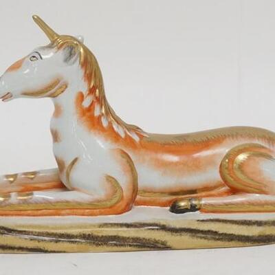1008	MOTTAHEDEH PORCELAIN UNICORN, ITALY, 8 3/4 IN LONG X 5 1/2 IN HIGH
