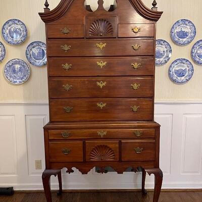 Antique 18th century bonnet top highboy with provenance