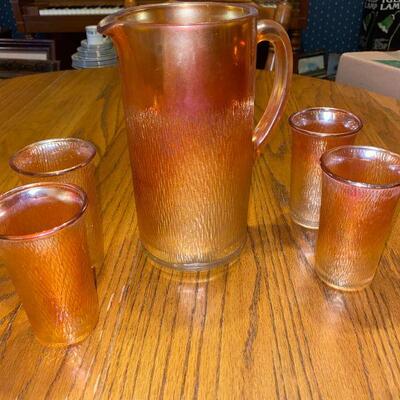 carnival glass pitcher