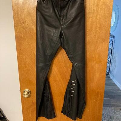 Harley â€¢ Black â€¢ Leather â€¢ Pants â€¢ with Fringe â€¢ 60.00 (label size 12)