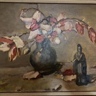 Still Life with Tulip Magnolia Blossoms â€¢ Original Oil on Artistâ€™s Board â€¢ by Paul Sellers â€¢ ca 1960 â€¢ 18â€ x 24â€ (image...