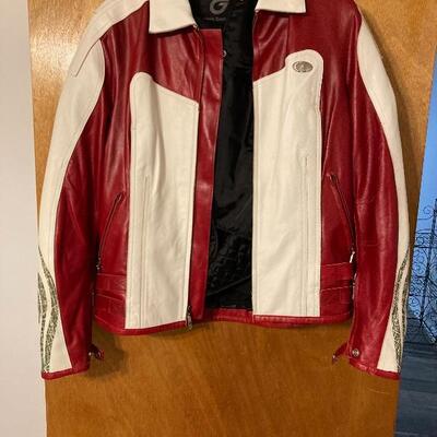 Red & White â€¢ Leather â€¢ Hein Gericke â€¢ Riding Jacket â€¢ (with liner) â€¢ 69.00 â€¢  (USA label size 10)