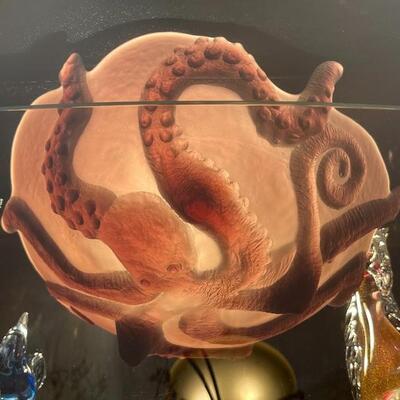 Large octopus art glass bowl