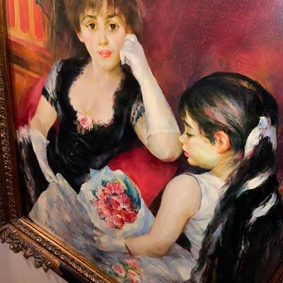 Roy Allison canvas painting After Renoir's "At the Concert" also known as "Box at the Opera" in ornate Bakelite...