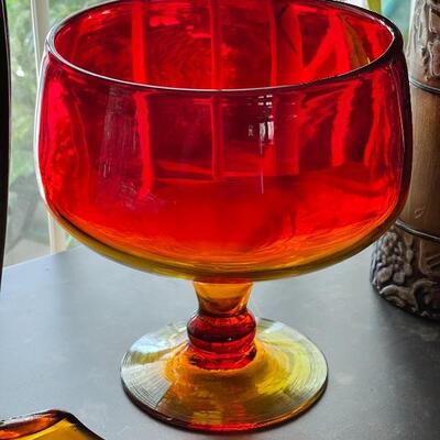 BLENKO Amberina Art Glass Compote