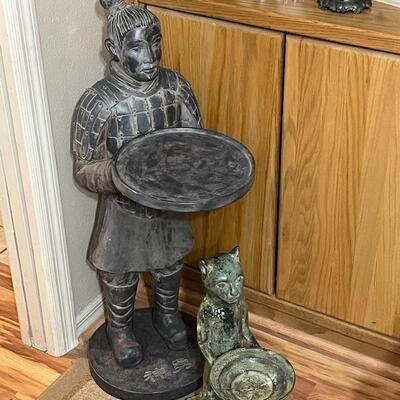 Chinese Terra Cotta Warrior Statue with Tray
