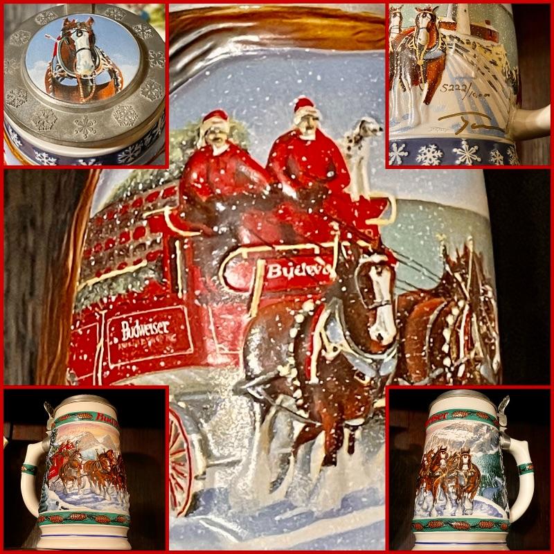 Signed and numbered Budweiser steins from the 1990s.
