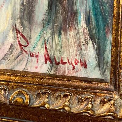 Roy Allison canvas painting After Renoir's "At the Concert" also known as "Box at the Opera" in ornate Bakelite...