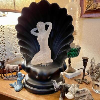 Mermaid oyster shell lamp